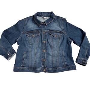 Women’s Plus Size 20W Dark Denim Jean Jacket